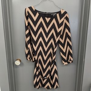 Chevron tan and black dress